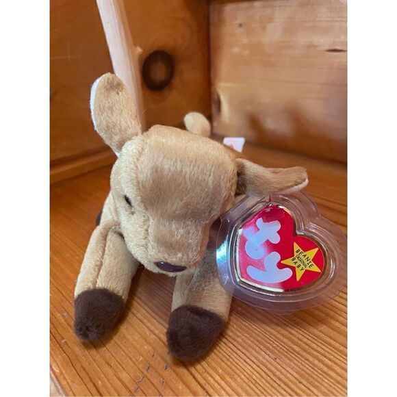 TY BEANIE BABIES BABY WHISPER THE DEER 98 RETIRED PE STAMP - Picture 1 of 5